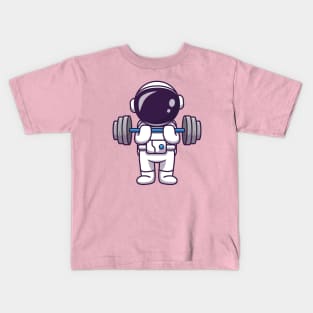 Cute Astronaut Lifting Dumbbell Kids T-Shirt